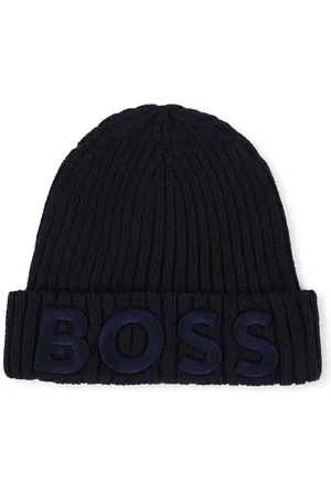 HUGO BOSS Dětská bavlněná čepice tmavomodrá barva