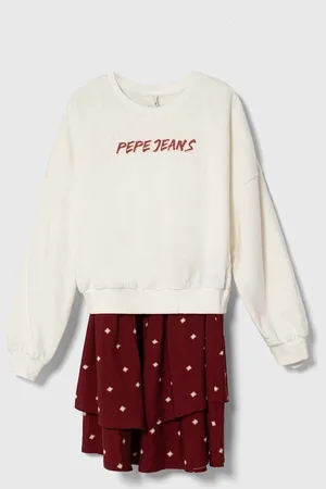 Pepe Jeans Dívčí šaty vínová barva, mini