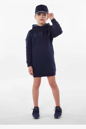 HUGO BOSS Dívčí šaty tmavomodrá barva, mini