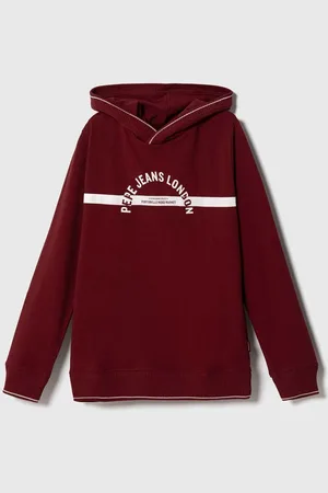 Pepe Jeans Dětská oboustranná bunda vínová barva, s kapucí, s potiskem