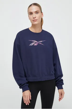 Reebok Mikina MODERN SAFARI dámská, tmavomodrá barva, s potiskem
