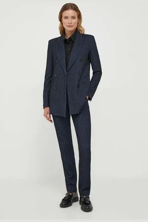 Emporio Armani Blazer s příměsí vlny tmavomodrá barva, dvouřadový