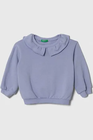 Benetton Dětská bavlněná mikina barva, hladká