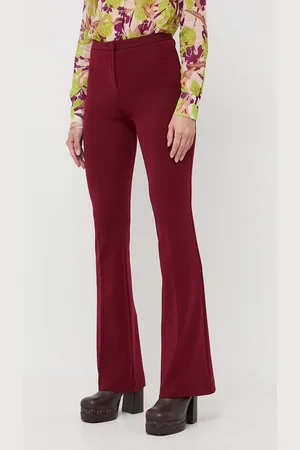 Pinko Kalhoty dámské, vínová barva, zvony, high waist, 100054.A04I