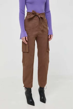 Pinko Bavlněné kalhoty barva, jednoduché, high waist