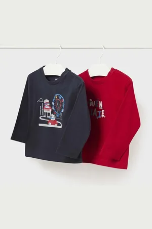 Mayoral Dětský bavlněný dlouhý rukáv 2-pack barva, s potiskem