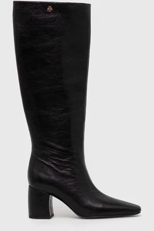 Tory Burch Kožené kozačky BANANA TALL BOOT dámské, barva, na podpatku, 154529-006