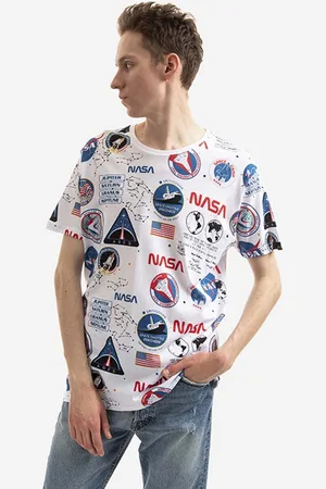 Alpha Industries Bavlněné tričko x NASA barva, 116503.09-white