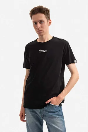 Alpha Industries Bavlněné tričko barva, s potiskem, 118529.649-black
