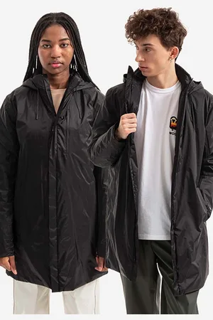 Rains Bunda Padded Nylon Coat 15480 BLACK barva, přechodná, oversize