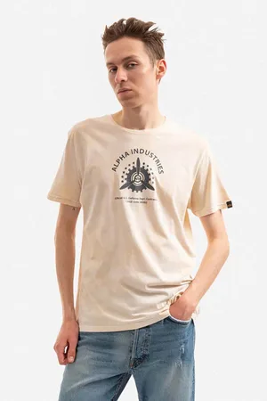 Alpha Industries Bavlněné tričko barva, s potiskem, 106515.136-cream