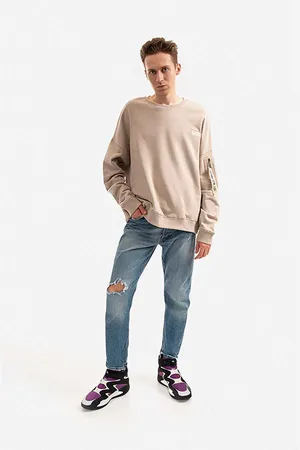 Alpha Industries Bavlněná mikina pánská, barva, hladká, 118317.627-cream