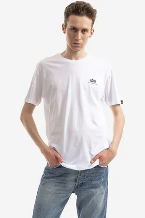 Alpha Industries Bavlněné tričko barva, s potiskem, 128507CP.573-white