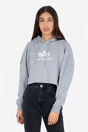 Alpha Industries Mikina Sweats & Hoodys dámská, barva, s kapucí, s potiskem, 116057.230-grey