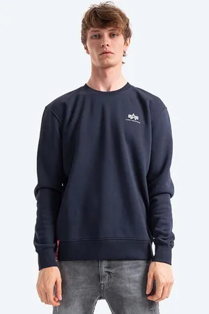 Alpha Industries Mikina pánská, tmavomodrá barva, hladká, 188307.07-navy