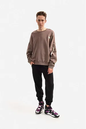 Alpha Industries Bavlněná mikina pánská, barva, hladká, 118317.628-brown
