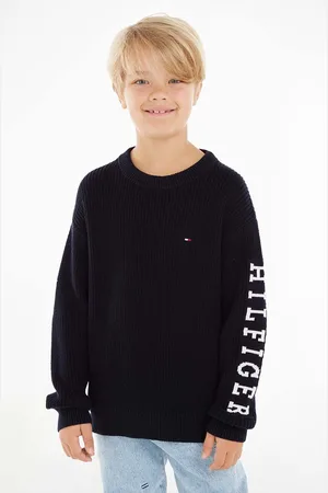 Tommy Hilfiger Dětský bavlněný svetr tmavomodrá barva