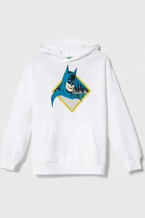 Benetton Dětská bavlněná mikina x DC barva, s kapucí, s potiskem
