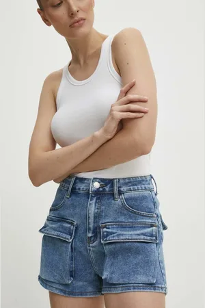 ANSWEAR Džínové šortky dámské, hladké, high waist