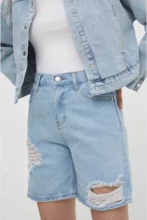ANSWEAR Džínové šortky dámské, hladké, high waist