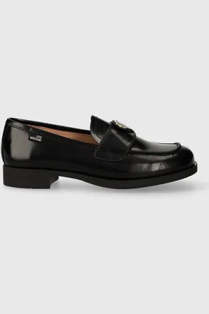 Moschino Kožené mokasíny dámské, barva, na plochém podpatku, JA10172G1IJD0000