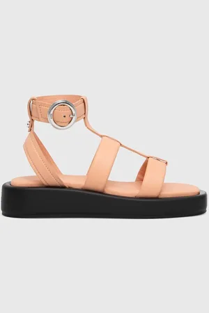 HUGO BOSS Kožené sandály Scarlet dámské, barva, na platformě, 50516435