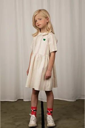 Mini Rodini Dětské šaty s příměsí lnu barva, mini