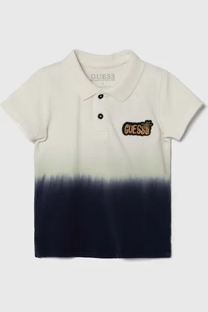 Guess Dětská bavlněná polokošile tmavomodrá barva
