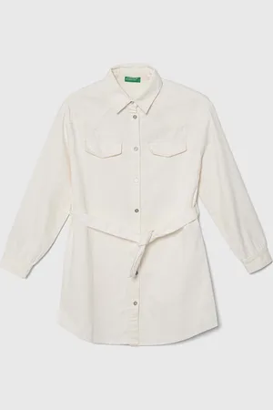 Benetton Dětské riflové šaty barva, mini