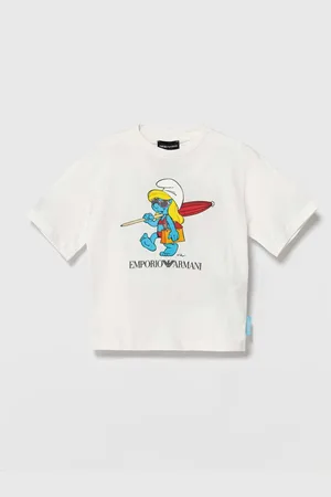 Emporio Armani Dětské bavlněné tričko The Smurfs barva, s potiskem