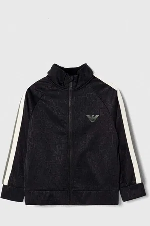 Emporio Armani Dětská mikina tmavomodrá barva, vzorovaná