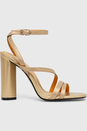 Tommy Hilfiger Kožené sandály TH GOLD BLOCK HIGH HEEL barva, FW0FW07753