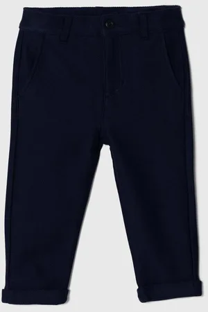 Benetton Dětské bavlněné kalhoty tmavomodrá barva, hladké