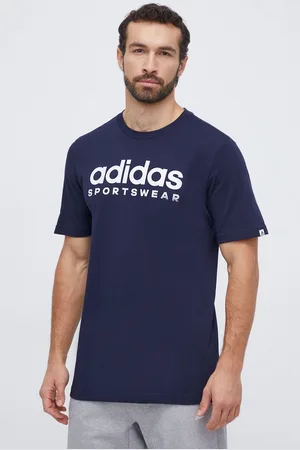 adidas Bavlněné tričko tmavomodrá barva, s potiskem, IW8834