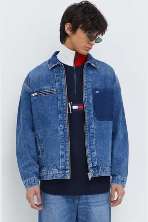 Tommy Hilfiger Bavlněná džínová bunda tmavomodrá barva, přechodná, DM0DM18027