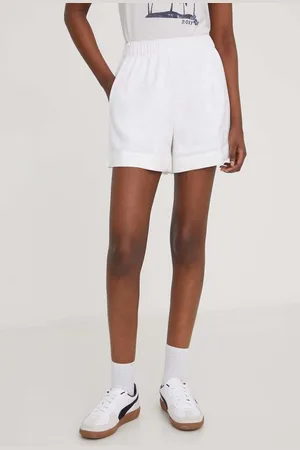 Abercrombie & Fitch Plátěné kraťasy barva, hladké, high waist