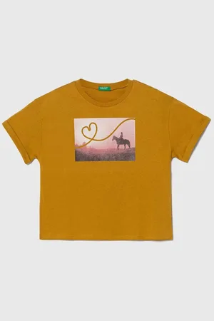 Benetton Dětské bavlněné tričko barva