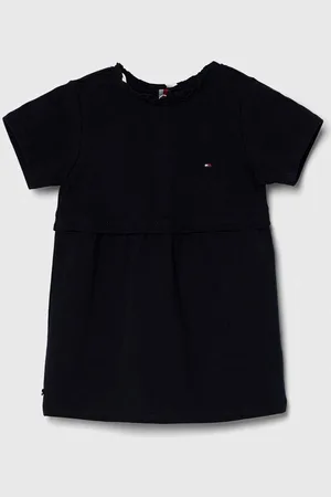Tommy Hilfiger Dětské bavlněné šaty tmavomodrá barva, mini