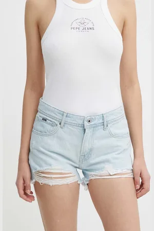 Pepe Jeans Džínové šortky RELAXED SHORT MW dámské, hladké, medium waist, PL801110PF7