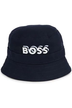 HUGO BOSS Dětská bavlněná čepice tmavomodrá barva