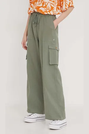 Roxy Bavlněné kalhoty barva, široké, high waist, ARJNP03286