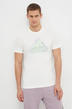 adidas Bavlněné tričko barva, s potiskem, IN6234