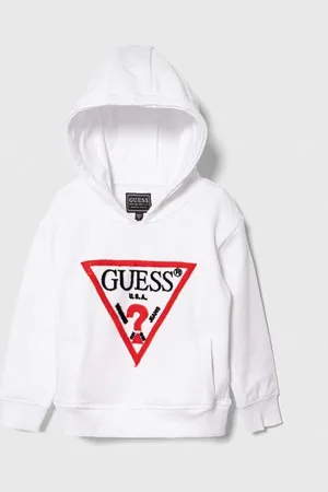 Guess Dětská bavlněná mikina barva, s kapucí, s aplikací