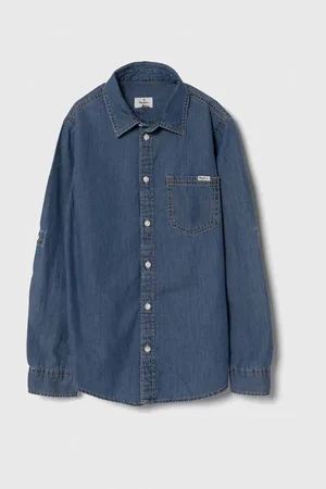 Pepe Jeans Dětská bavlněná košile PORTEZ JR tmavomodrá barva