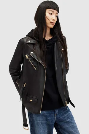 AllSaints Kožený křivák dámský, barva, přechodný