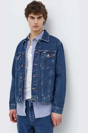 Tommy Hilfiger Džínová bunda pánská, tmavomodrá barva, přechodná, DM0DM18782