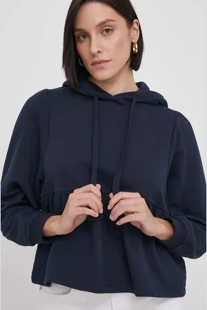 Pepe Jeans Mikina JORDAN dámská, tmavomodrá barva, s kapucí, hladká, PL581429