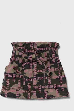 Sisley Dětská bavlněná sukně barva, mini