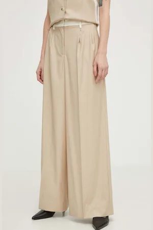 REMAIN Kalhoty s příměsí vlny barva, jednoduché, high waist