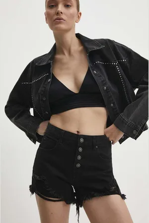 ANSWEAR Džínové šortky dámské, barva, hladké, high waist